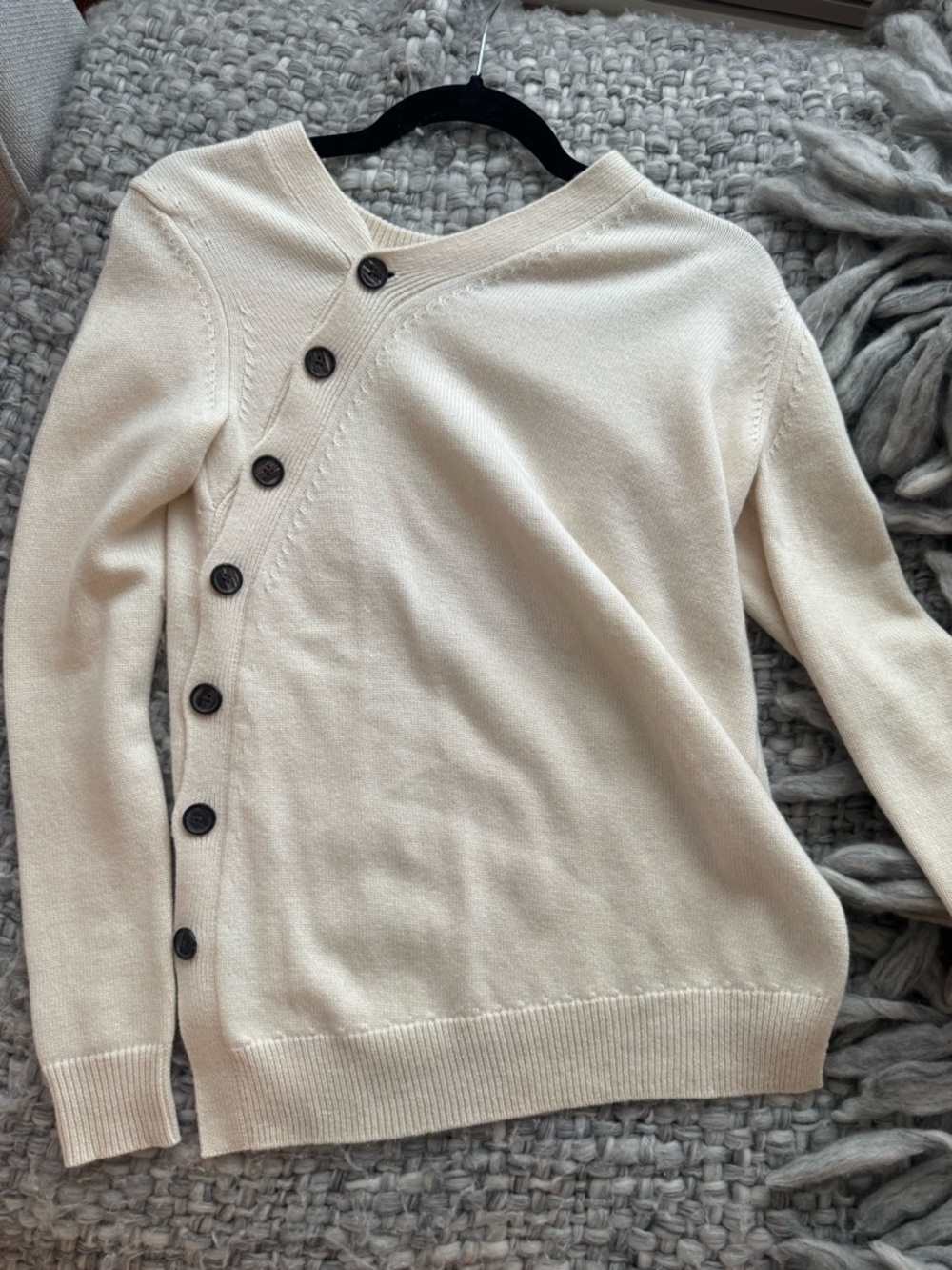 Proenza Schouler Cream Asymmetrical Button Cardigan